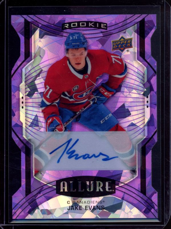 Jake Evans 2020 Upper Deck Allure #112 Purple Diamond Autographs /10 Rookie RAW