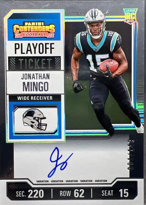 Jonathan Mingo 2023 Contenders #119 Rookie Ticket Auto Variation - Playoff Ticket /149 PSA 10