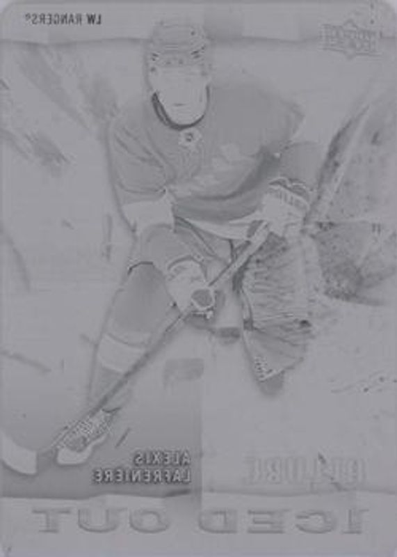 Alexis Lafreniere 2020 Upper Deck Allure #IO-20 Printing Plates Achievement Set Iced Out - Black /1 Rookie RAW