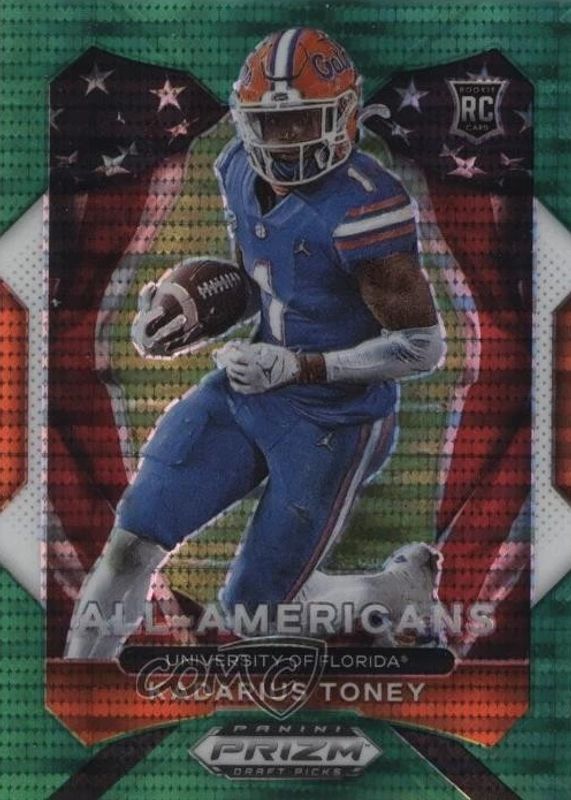Kadarius Toney 2021 Prizm Draft Picks #195 All-Americans - Green Pulsar /25 Rookie RAW