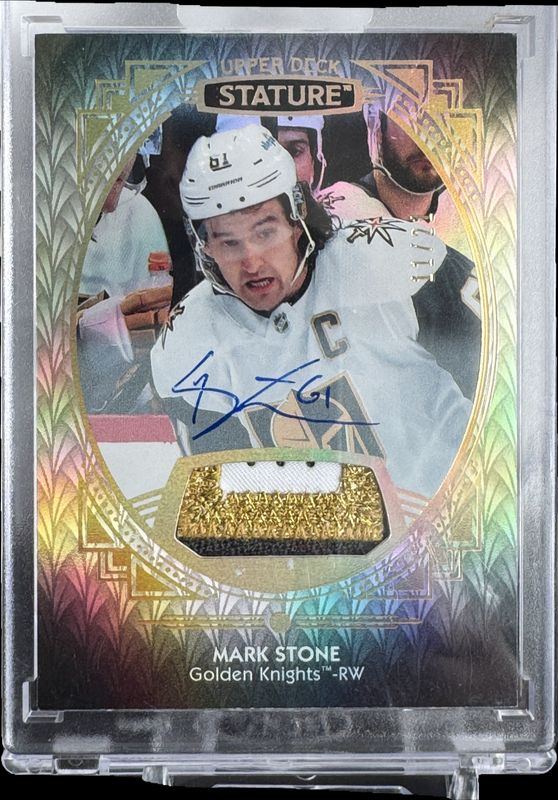 Mark Stone 2020 Upper Deck Stature #63 Portrait Autographs Patch Red /9 RAW