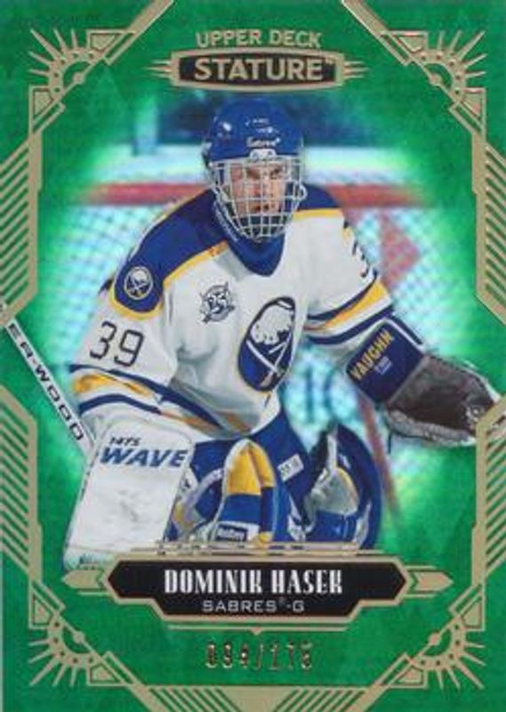 Dominik Hasek 2020 Upper Deck Stature #79 Green /175 RAW