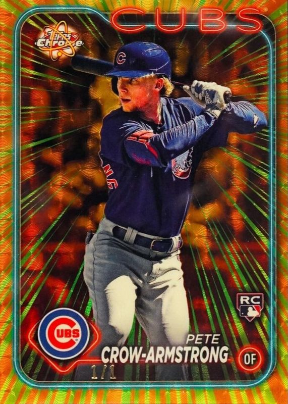 Pete Crow-Armstrong 2024 Topps Chrome #RR-7 Radiating Rookies - Superfractor /1 RAW