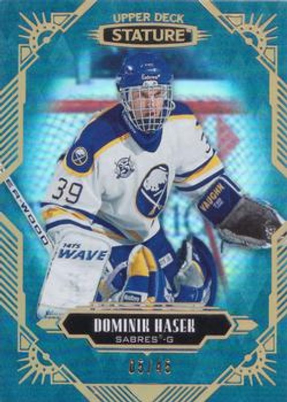 Dominik Hasek 2020 Upper Deck Stature #79 Blue /45 RAW