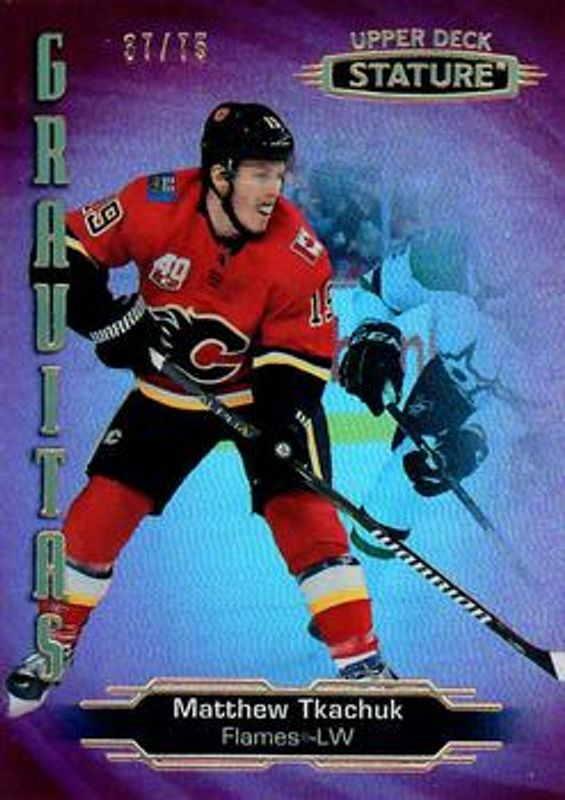 Matthew Tkachuk 2020 Upper Deck Stature #G-6 Gravitas - Red /75 RAW
