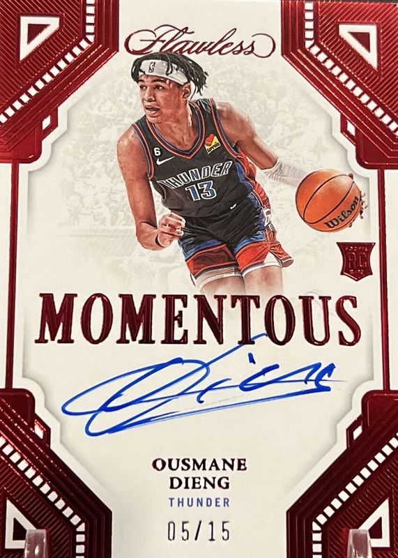 Ousmane Dieng 2022 Flawless #MA-OMD Momentous Autographs - Ruby /15 Rookie PSA 10