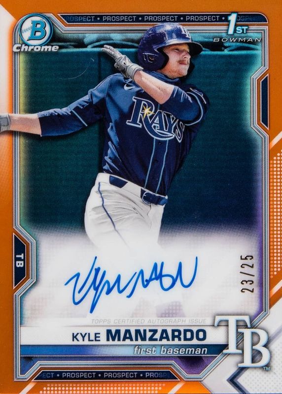 Kyle Manzardo 2021 Bowman Draft #CDA-KM Chrome DP Auto - Orange Refractor /25 (1st) PSA 10