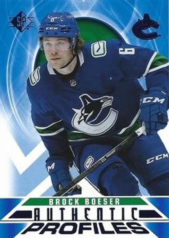 Brock Boeser 2020 SP #AP-6 Authentic Profiles - Blue RAW