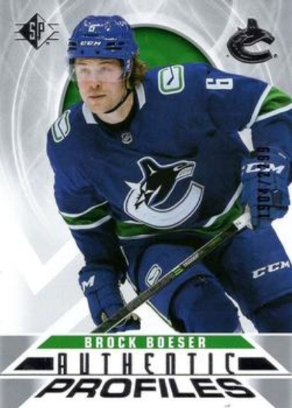 Brock Boeser 2020 SP #AP-6 Authentic Profiles /2299 RAW