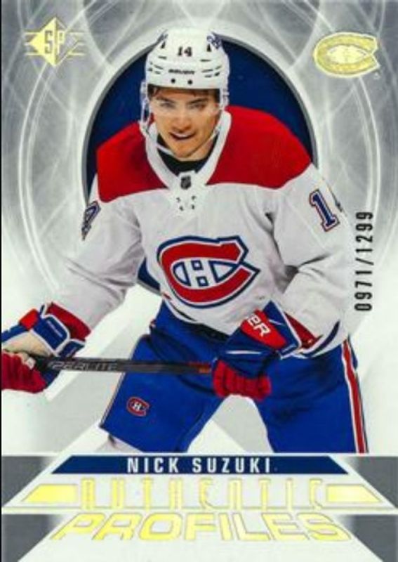Nick Suzuki 2020 SP #AP-10 Authentic Profiles - Silver Spectrum /1299 RAW