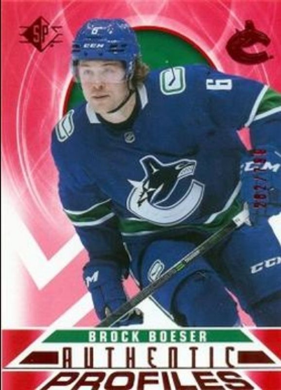 Brock Boeser 2020 SP #AP-6 Authentic Profiles - Red /799 RAW