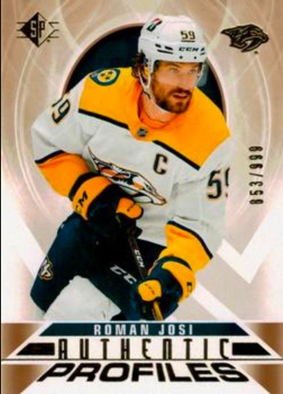 Roman Josi 2020 SP #AP-15 Authentic Profiles - Gold /999 RAW
