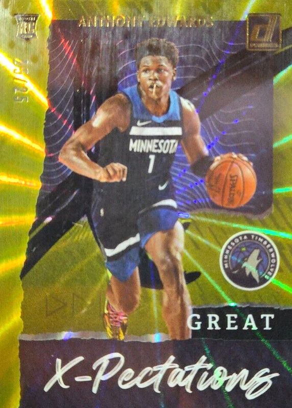 Anthony Edwards 2020 Donruss #1 Great X-Pectations - Holo Yellow Laser /25 Rookie RAW