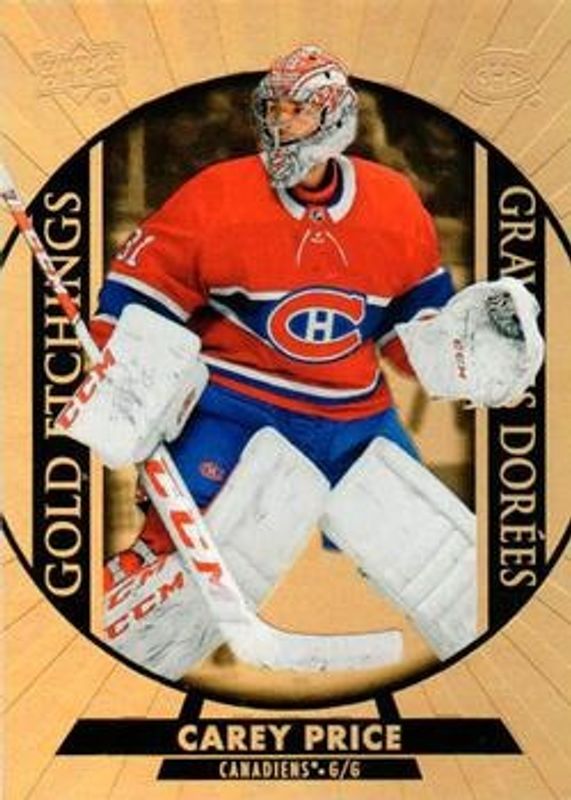 Carey Price 2020 Upper Deck Tim Hortons #G-9 Gold Etchings RAW