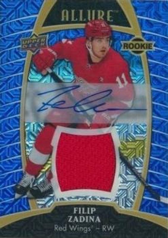 Filip Zadina 2019 Upper Deck Allure #81 Blue Line Autographs Jersey Relics /25 Rookie RAW