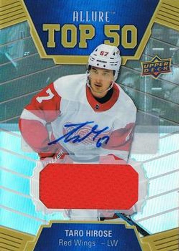 Taro Hirose 2019 Upper Deck Allure #T50-11 Top 50 Autographs Jersey Relics /25 Rookie RAW