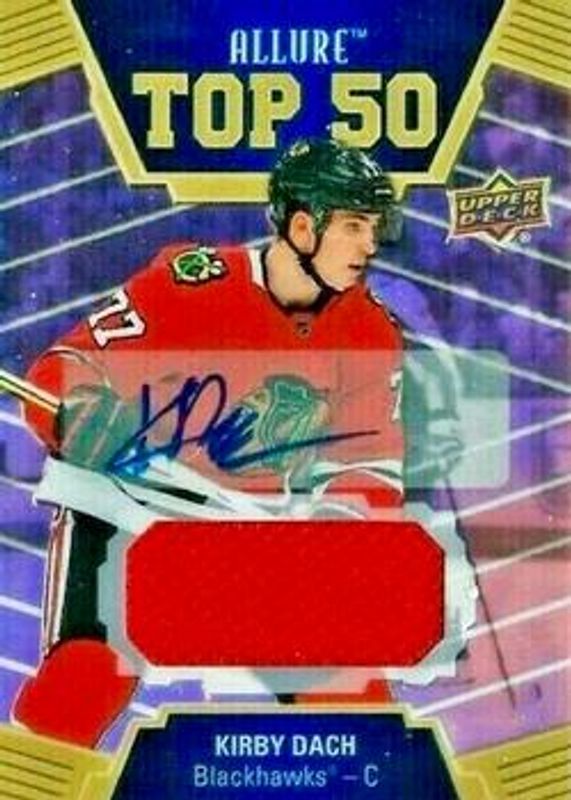 Kirby Dach 2019 Upper Deck Allure #T50-2 Top 50 Autographs Jersey Relics /25 Rookie RAW