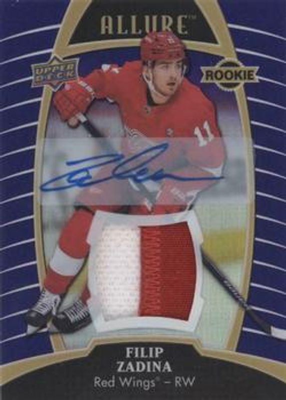 Filip Zadina 2019 Upper Deck Allure #81 Purple Diamond Autographs Patch Relics /10 Rookie RAW