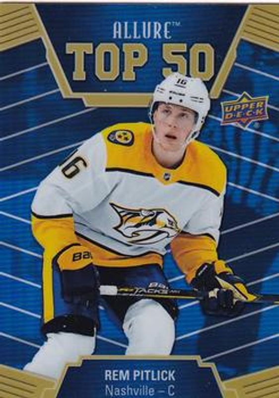 Rem Pitlick 2019 Upper Deck Allure #T50-28 Top 50 Blue Rookie RAW