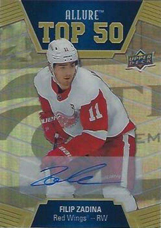 Filip Zadina 2019 Upper Deck Allure #T50-34 Top 50 Blue Autographs Rookie RAW