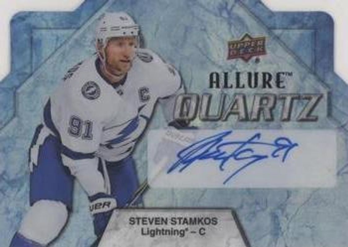 Steven Stamkos 2019 Upper Deck Allure #AQ-SS Quartz Autographs Blue /5 RAW