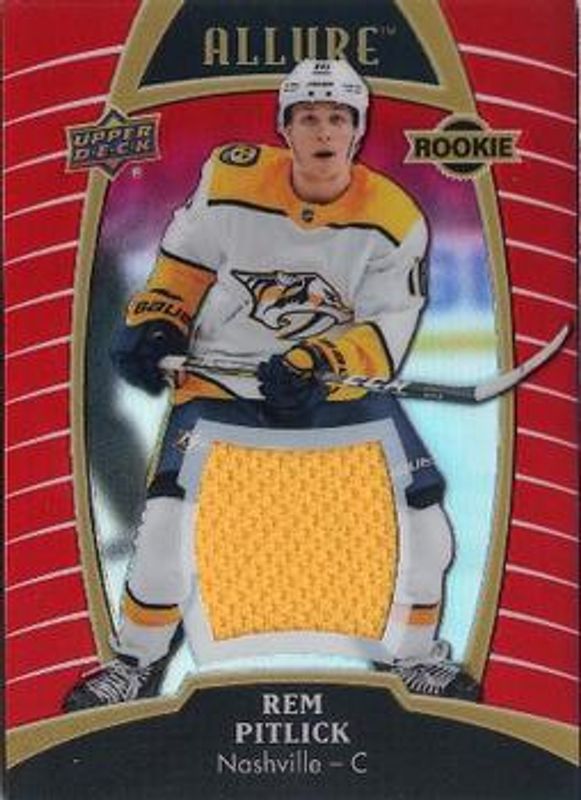Rem Pitlick 2019 Upper Deck Allure #67 Red Rainbow Jersey Relics Rookie RAW