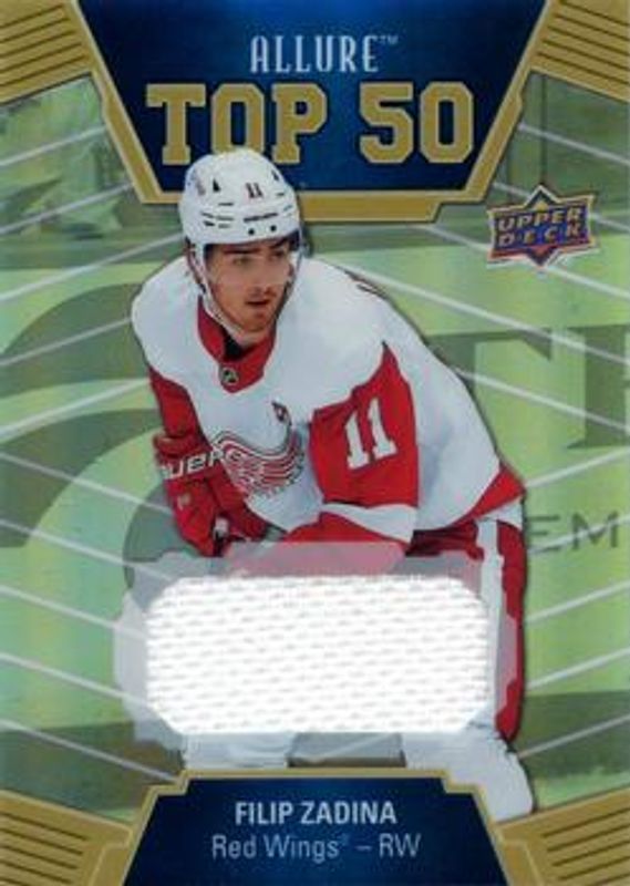 Filip Zadina 2019 Upper Deck Allure #T50-34 Top 50 Jersey Relics Rookie RAW