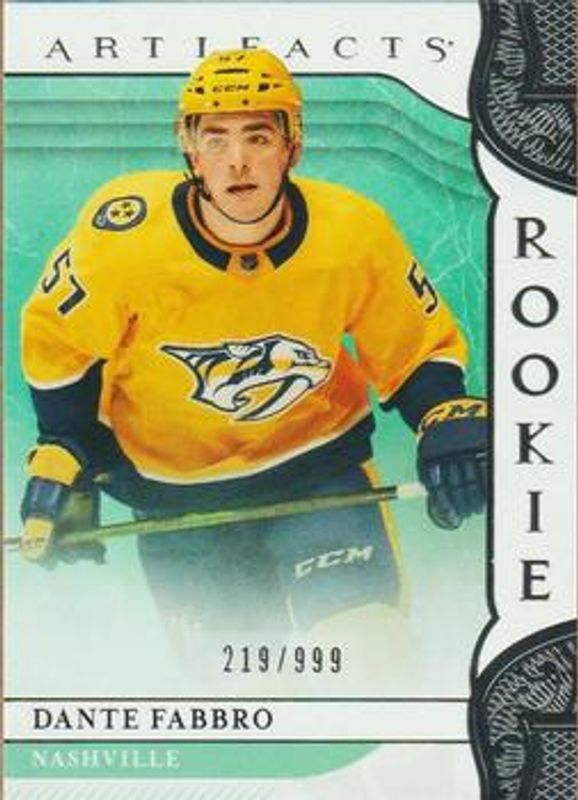Dante Fabbro 2019 Upper Deck Artifacts #166 Base /999 Rookie RAW