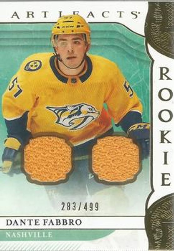 Dante Fabbro 2019 Upper Deck Artifacts #166 Materials - Gold /125 Rookie RAW