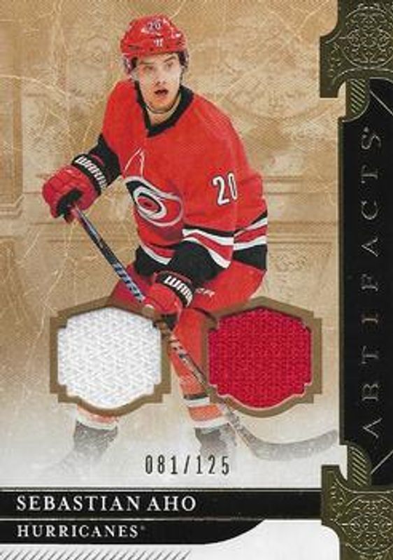 Sebastian Aho 2019 Upper Deck Artifacts #114 Materials - Gold /125 RAW