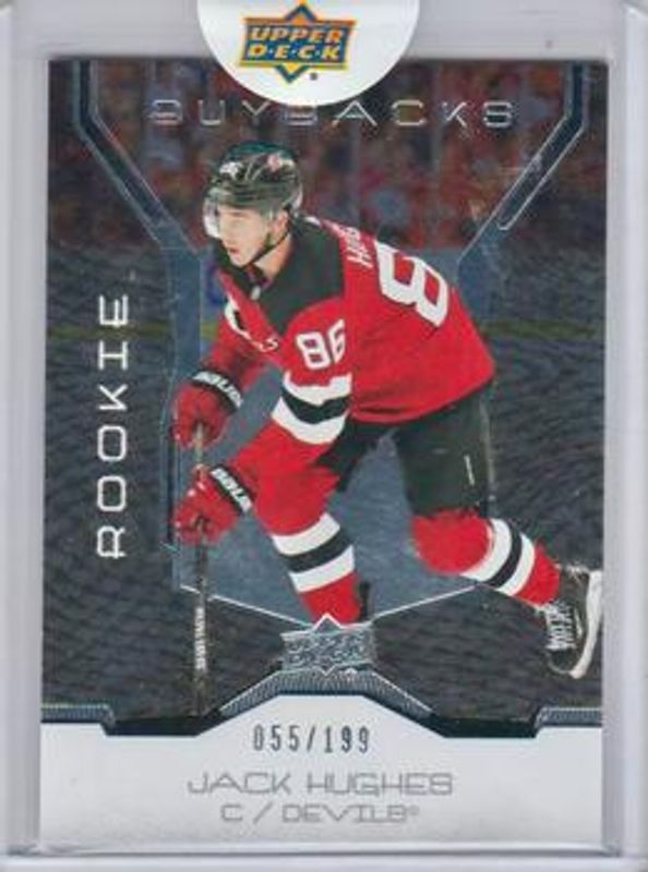 Jack Hughes 2019 Upper Deck Buybacks #51 #1 Draft Pick Redemption /199 Rookie RAW