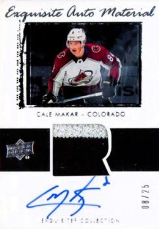 Cale Makar 2019 Upper Deck Ice #03T-CM Exquisite Collection 2003 Rookie Auto Patch Tribute /25 RAW