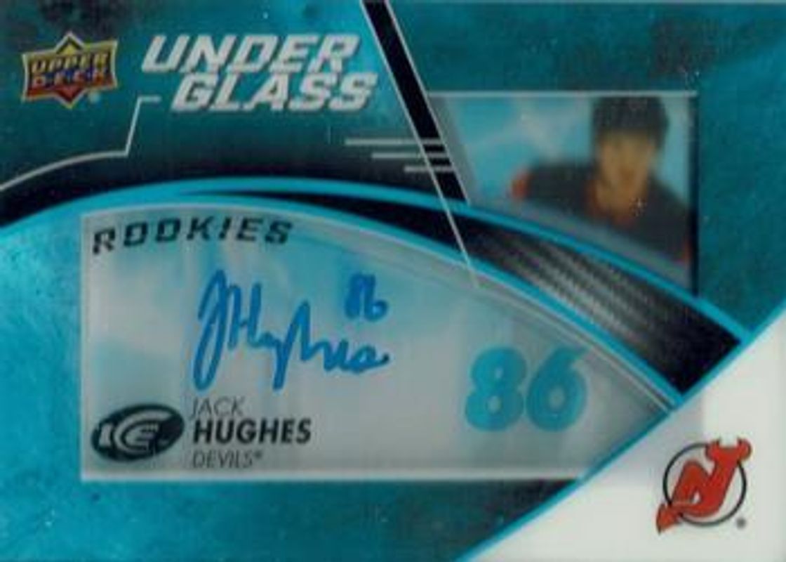 Jack Hughes 2019 Upper Deck Ice #UG-JH Under Glass Rookie Signatures RAW