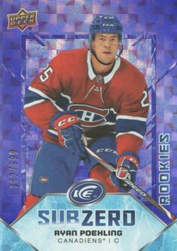 Ryan Poehling 2019 Upper Deck Ice #SZ-41 Sub Zero Rookies /999 RAW