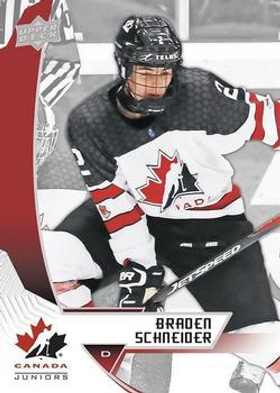 Braden Schneider 2019 Upper Deck Team Canada Juniors #76 Base RAW