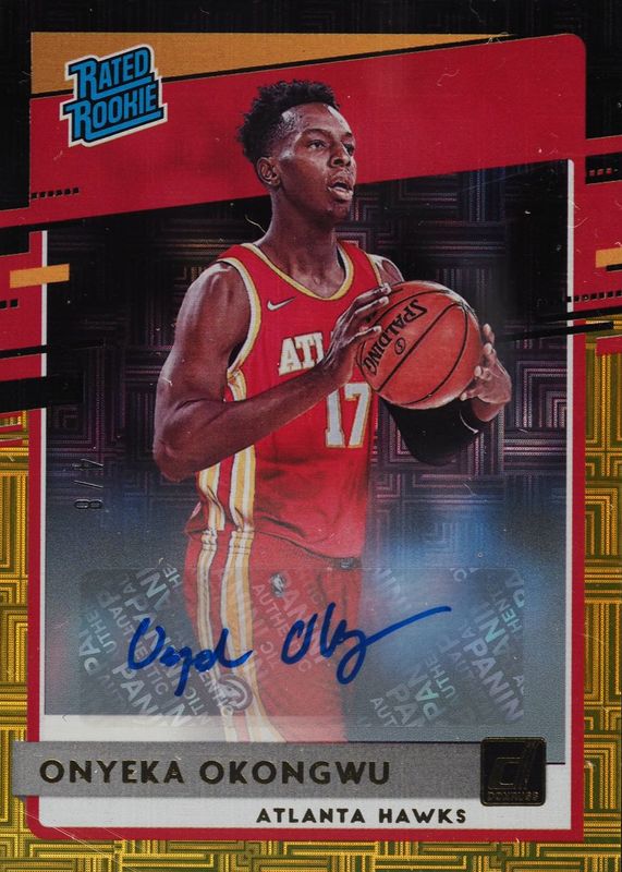 Onyeka Okongwu 2020 Donruss #228 Rated Rookie Signatures - Choice Black Gold /8 PSA 10