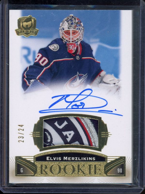 Elvis Merzlikins 2019 Upper Deck The Cup #143 Gold Foil /24 Rookie RAW