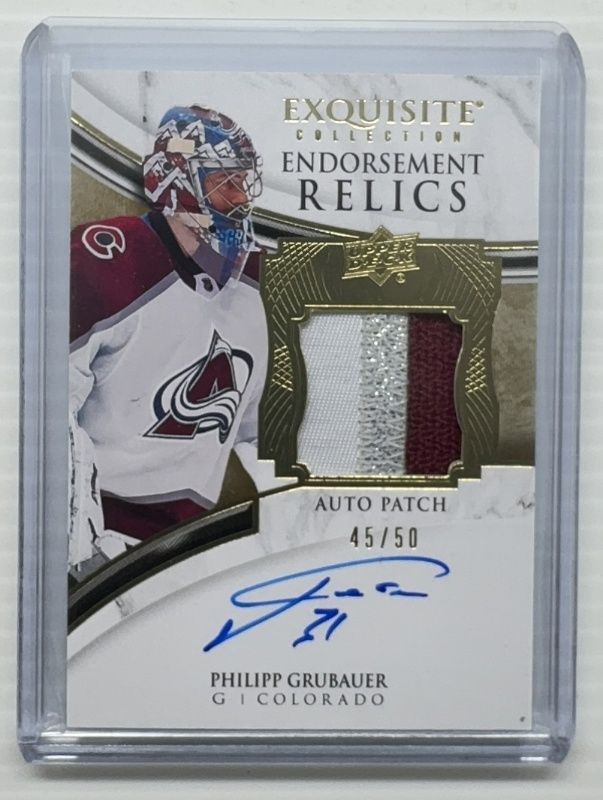 Philipp Grubauer 2019 Upper Deck The Cup #ER-PG Exquisite Collection Endorsements Relics /50 RAW