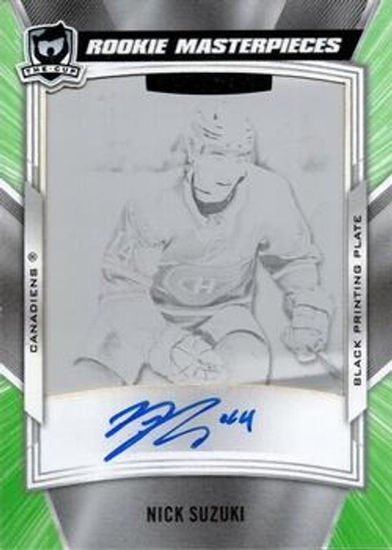 Nick Suzuki 2019 Upper Deck The Cup #ST-165 Stature Rookie Autographs - Printing Plates Black /1 RAW