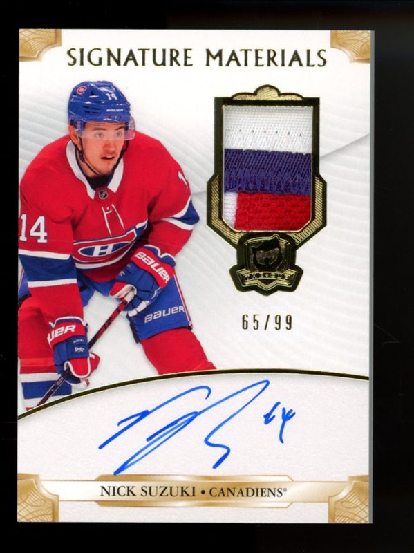 Nick Suzuki 2019 Upper Deck The Cup #SP-NS Signatures Materials Rookies /99 RAW