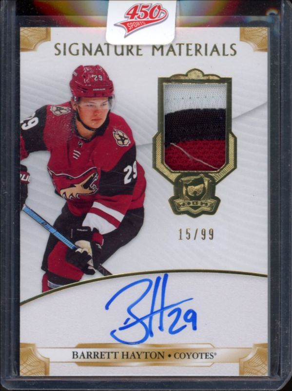 Barrett Hayton 2019 Upper Deck The Cup #SP-BH Signatures Materials Rookies /99 RAW