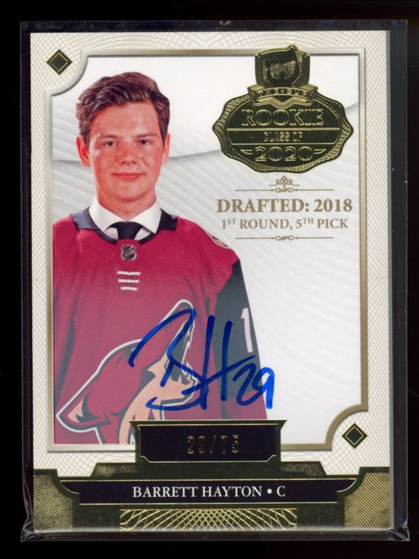 Barrett Hayton 2019 Upper Deck The Cup #2020-BH Rookie Class of 2020 - Gold /75 RAW
