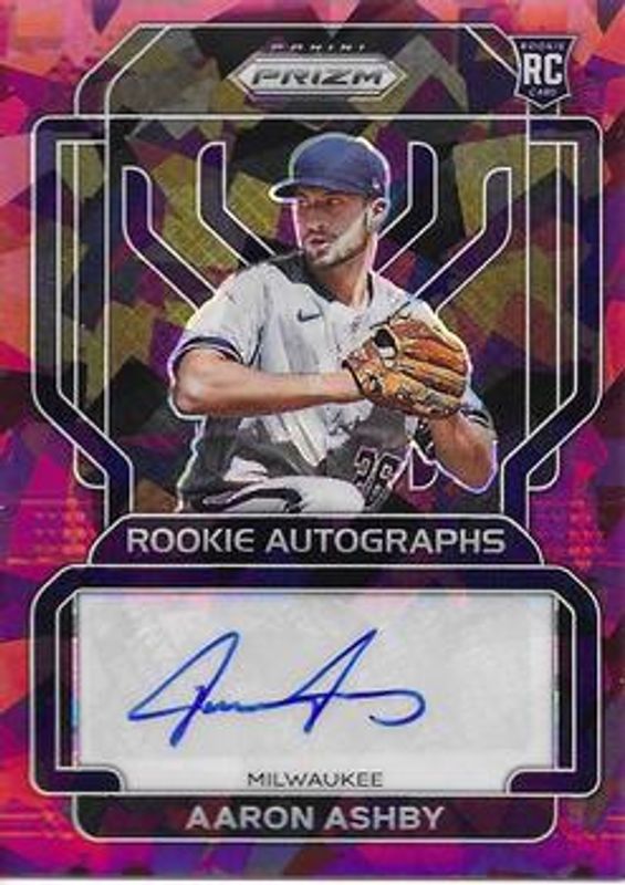 Aaron Ashby 2022 Prizm #RA-AS Rookie Autographs - Burgundy Cracked Ice /25 RAW