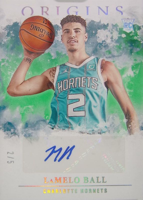 LaMelo Ball 2020 Origins #RJA-BAL Rookie Jersey Autographs - Green /5 PSA 10