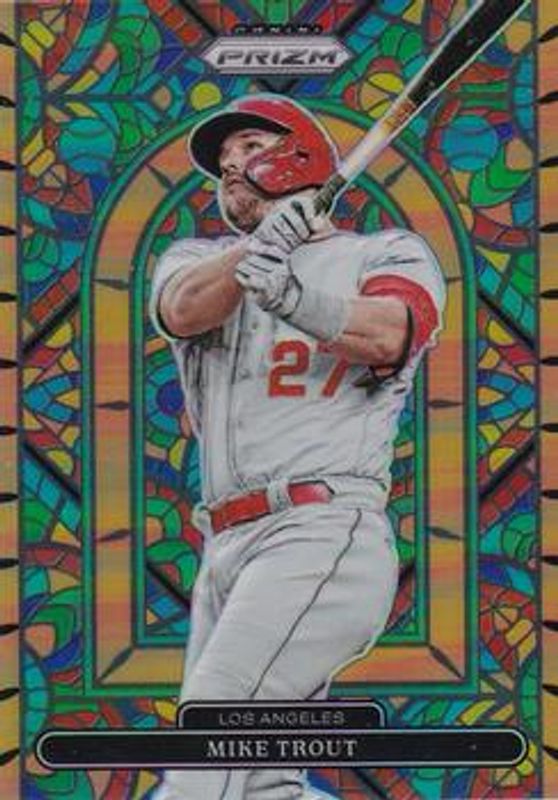 Mike Trout 2022 Prizm #SG-5 Stained Glass - Neon Orange /100 RAW