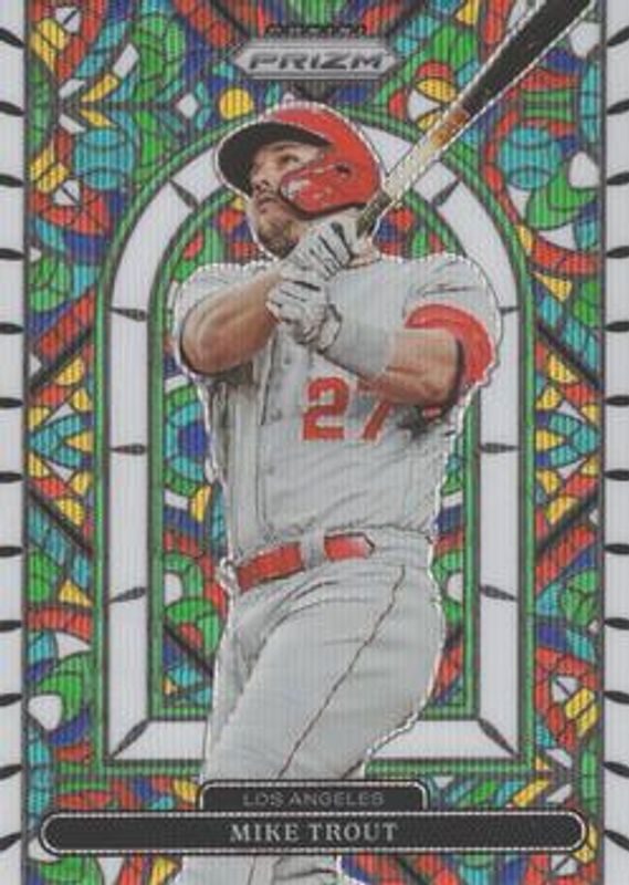 Mike Trout 2022 Prizm #SG-5 Stained Glass - White Wave RAW