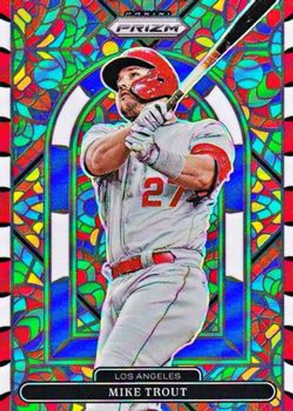 Mike Trout 2022 Prizm #SG-5 Stained Glass - Red White Blue RAW