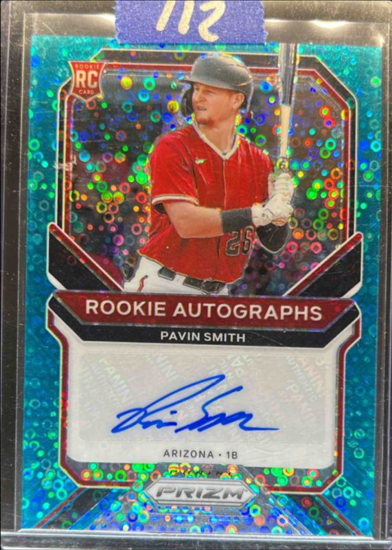 Pavin Smith 2021 Prizm #RA-PS Rookie Autographs - Blue Donut Circles /60 RAW