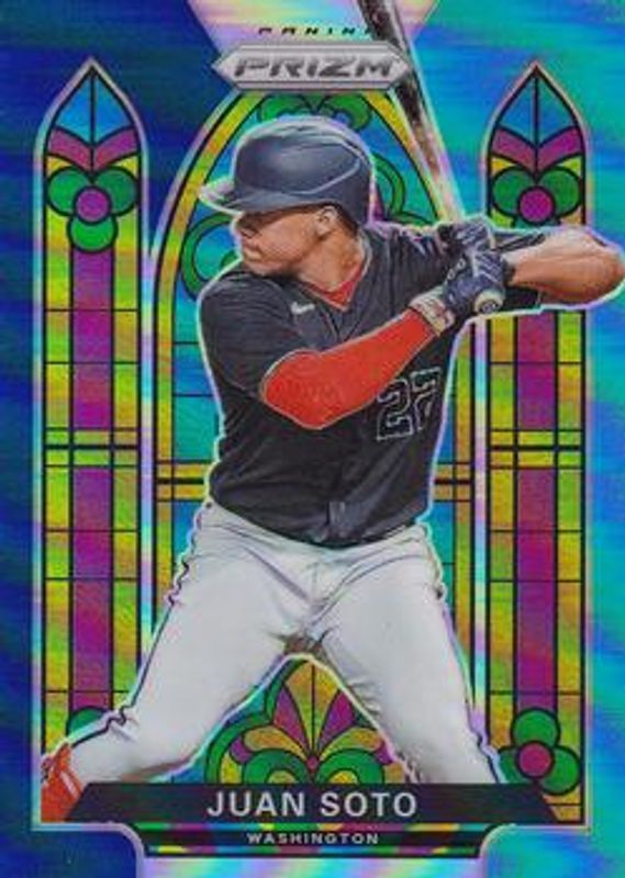 Juan Soto 2021 Prizm #SG-3 Stained Glass Nave Blue-Carolina Blue - Carolina Blue RAW