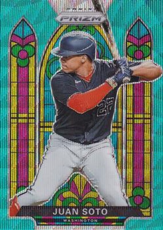 Juan Soto 2021 Prizm #SG-3 Stained Glass - Teal Wave RAW